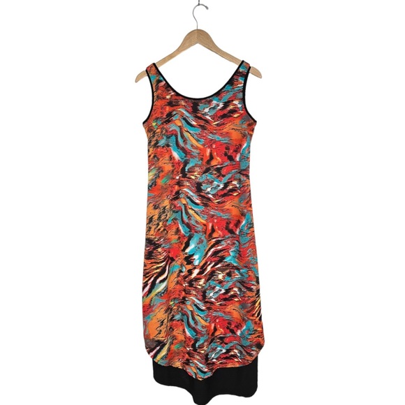 Kate & Mallory Orange & Black Tank Dress Multicolor Abstract Pattern Size XS - Picture 8 of 11